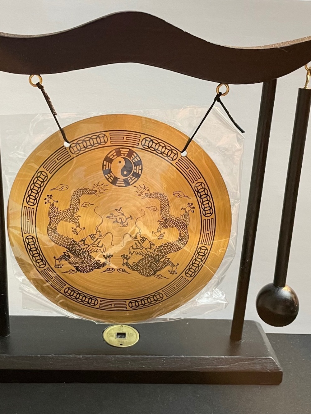 Feng Shui Zen Art Brass Gong with Wooden Stand
